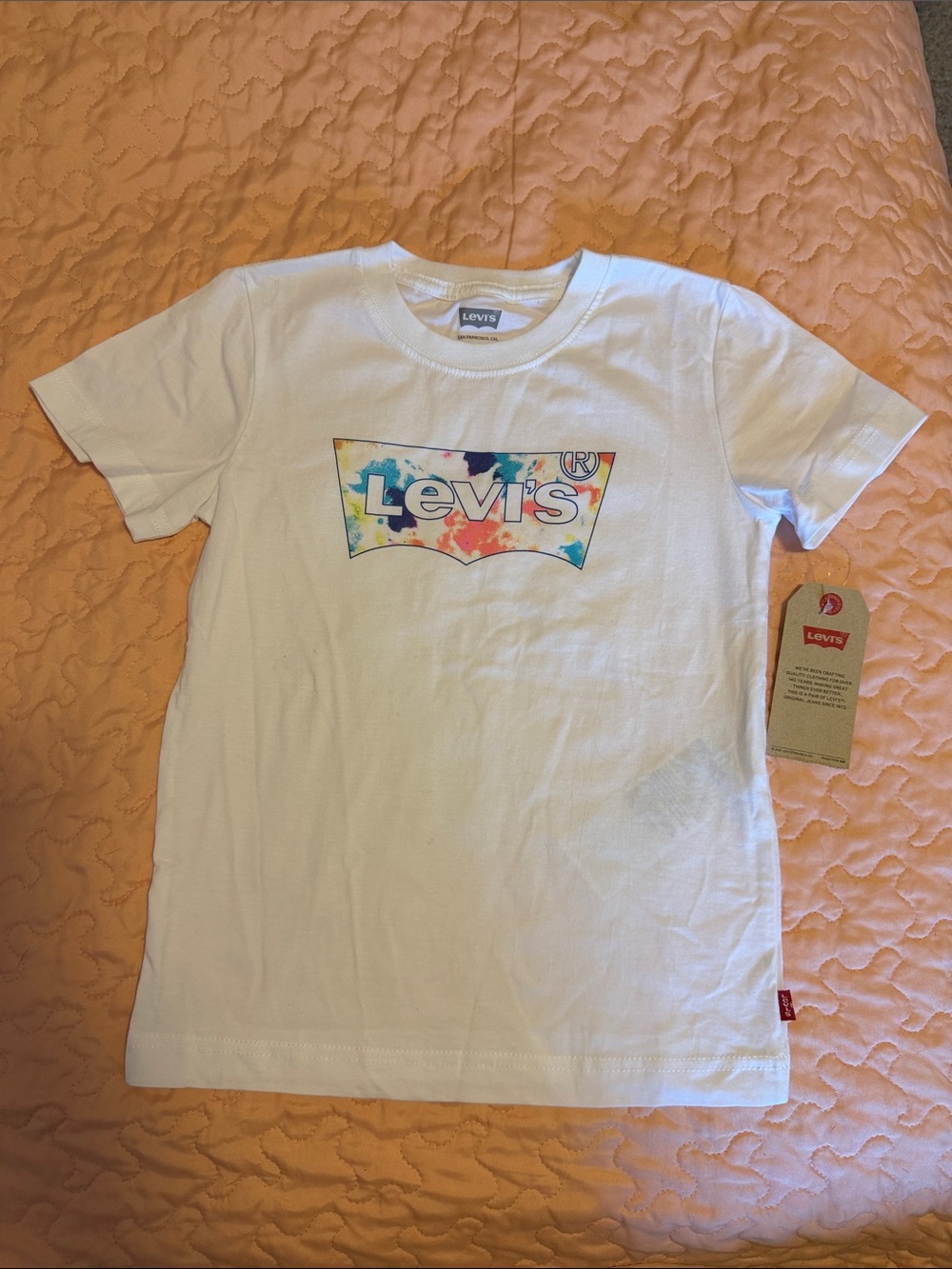 Levi's White Kids Tee with Multicolor Logo Splash